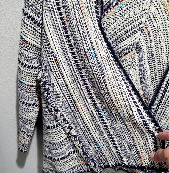 Lucky Brand Open Front Fringed Striped Cardigan Size Small - Picture 6 of 9